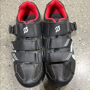 Peloton 40 Black Cycling Shoes with Red Interior